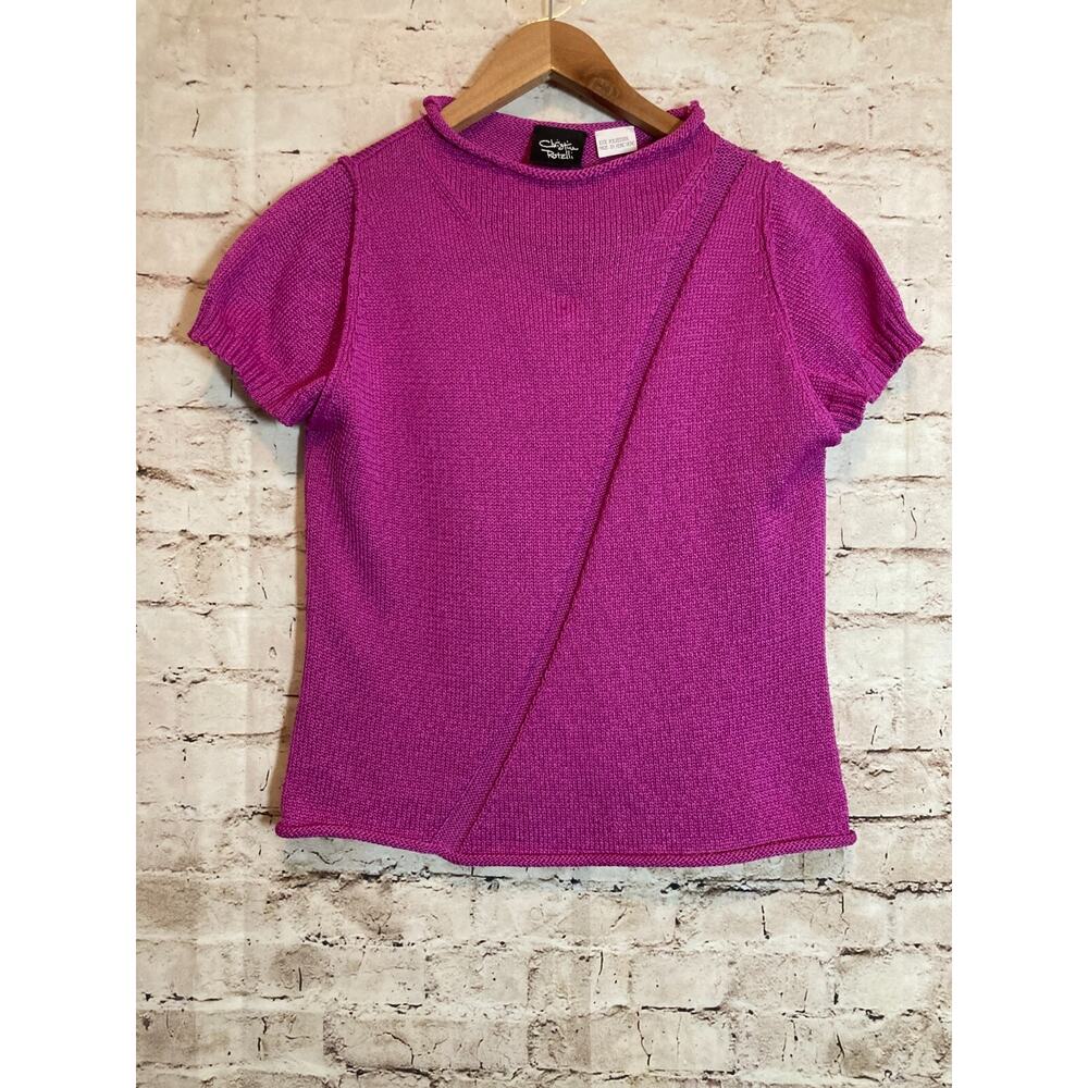 Christina Rotelli Top Womens Large Magenta Purple Knit‎ Stretch Capsule Luxury